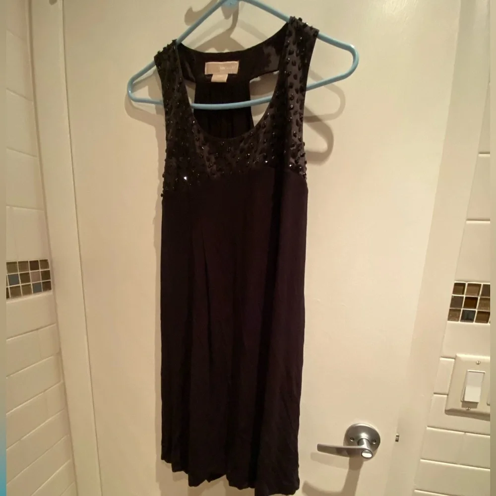 Michael Kors Black Beaded Halter Evening Top